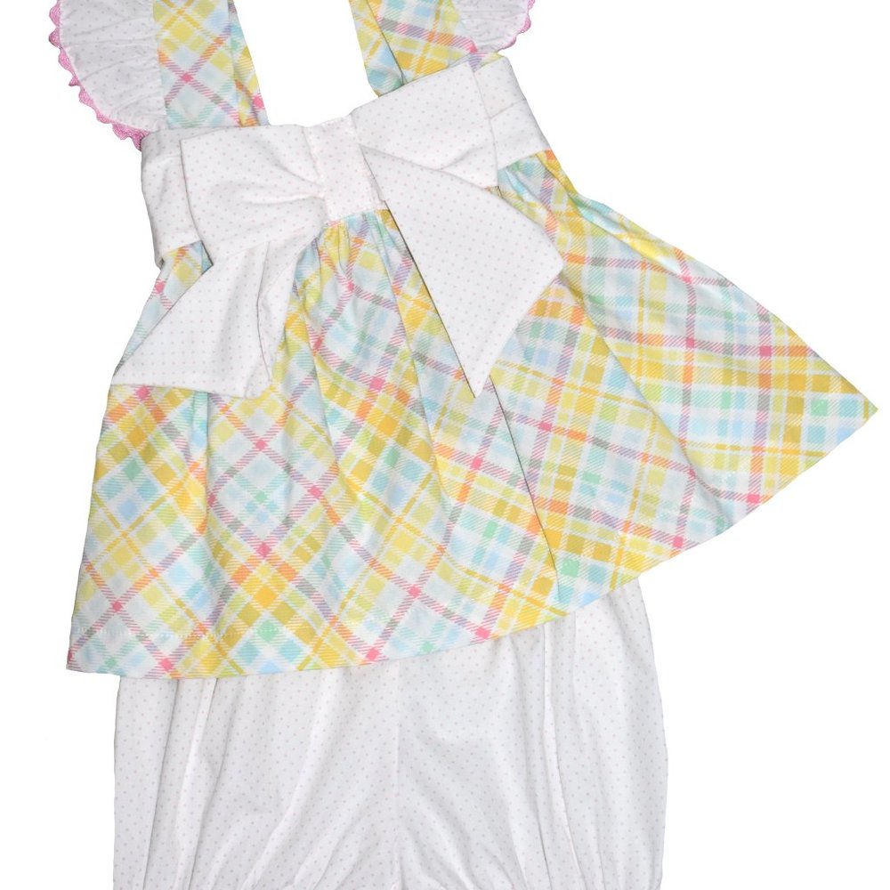 easter plaid bow short set